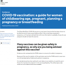 COVID-19 Vaccination  A Guide For Women Of Childbearing Age, Pregnant, Planning A Pregnancy Or Breastfeeding - GOV UK